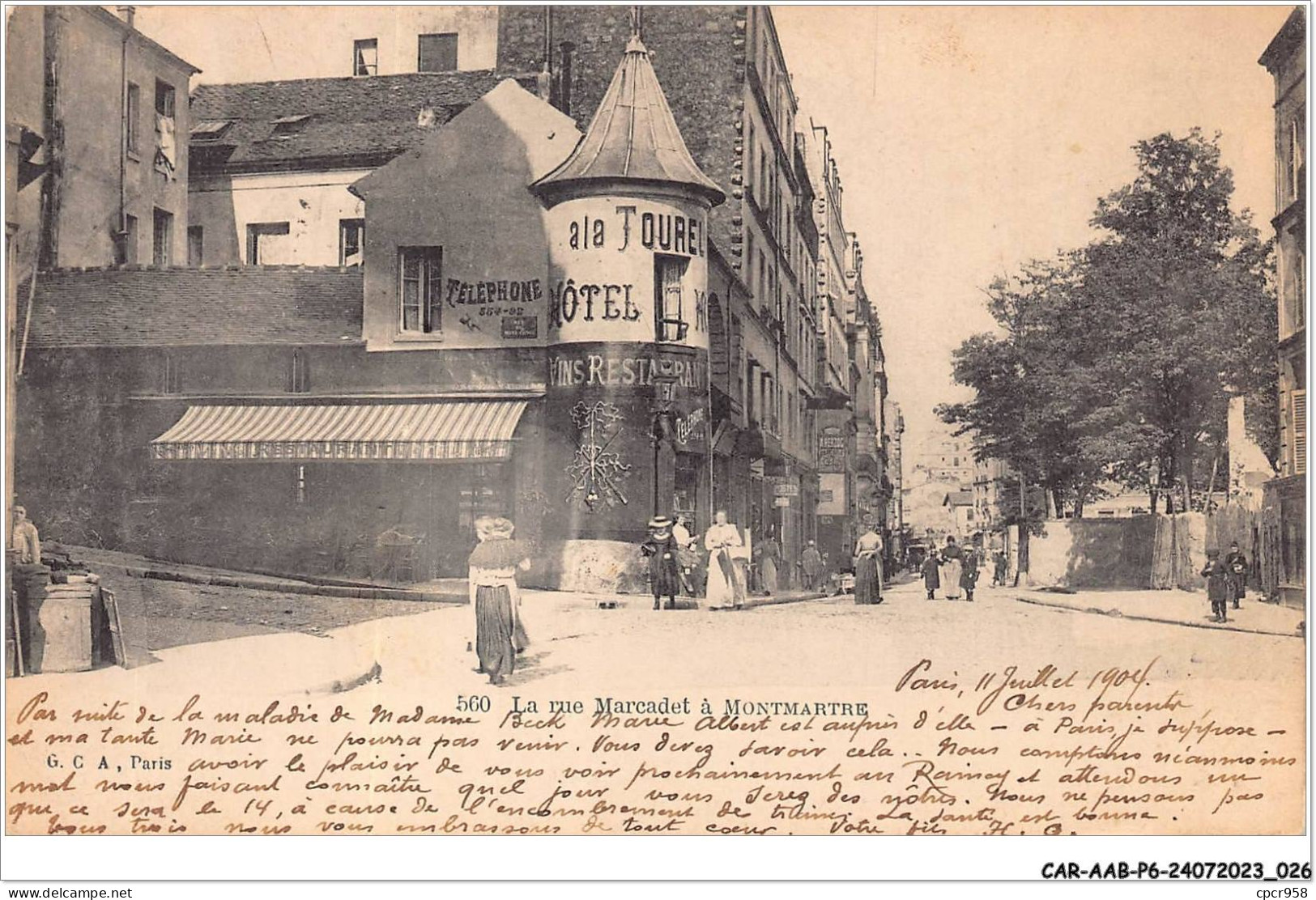 CAR-AABP6-75-0419 - PARIS XVIII - La Rue Marcadet A Montmartre - Hotel A La Tourelle - District 18