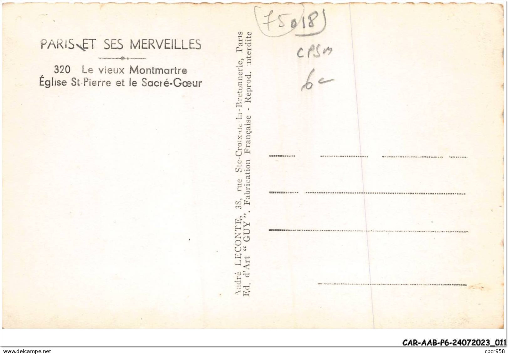 CAR-AABP6-75-0411 - PARIS XVIII - Le Vieux Montmartre Eglise St-Pierre Et Le Sacré CïÂ¿Â½ur - CPSM - District 18