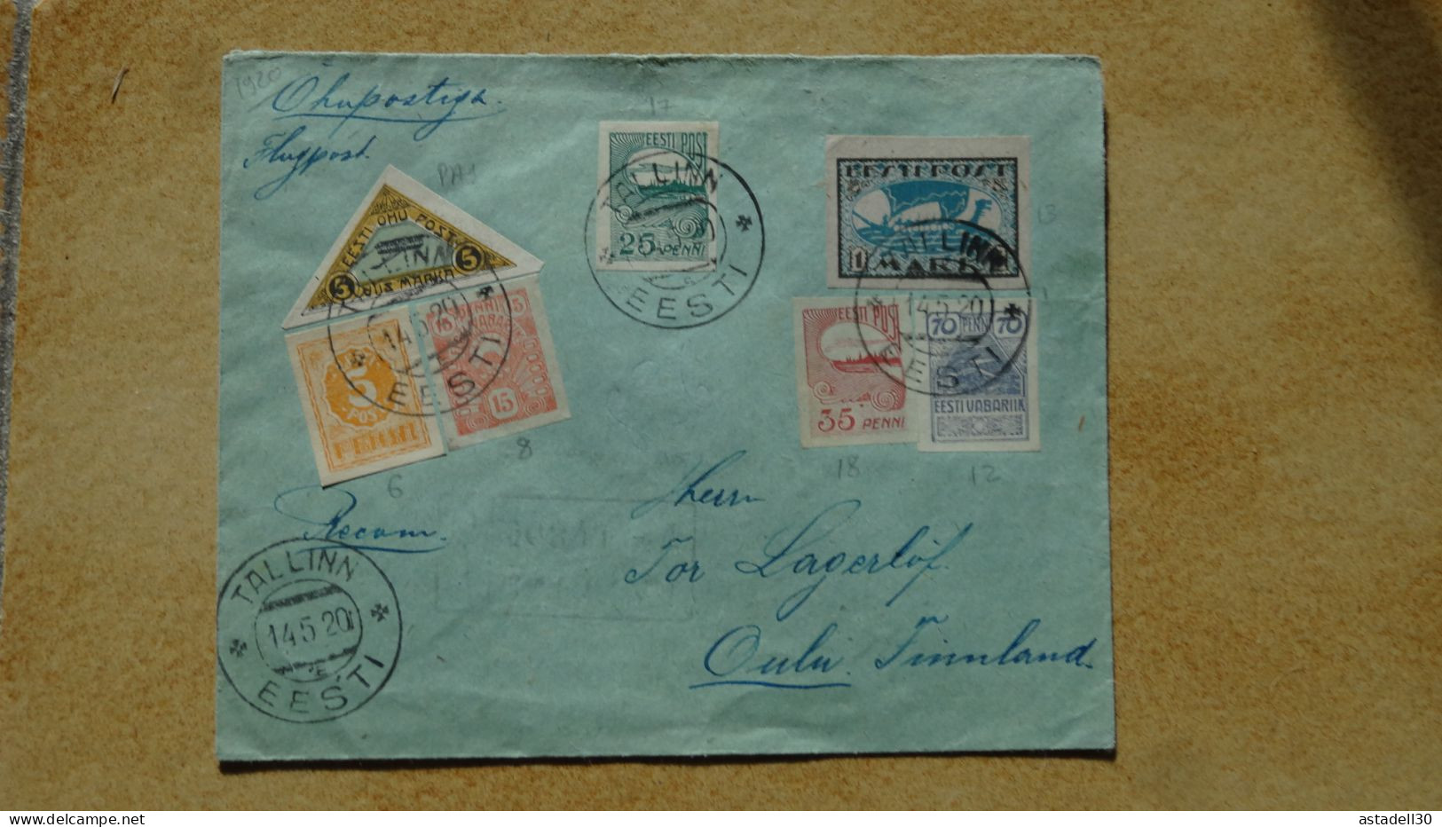 Enveloppe Recommandée, Avion, ESTONIE, Tallinn - 1920  ......... Boite1 ...... 240424-151 - Estonie