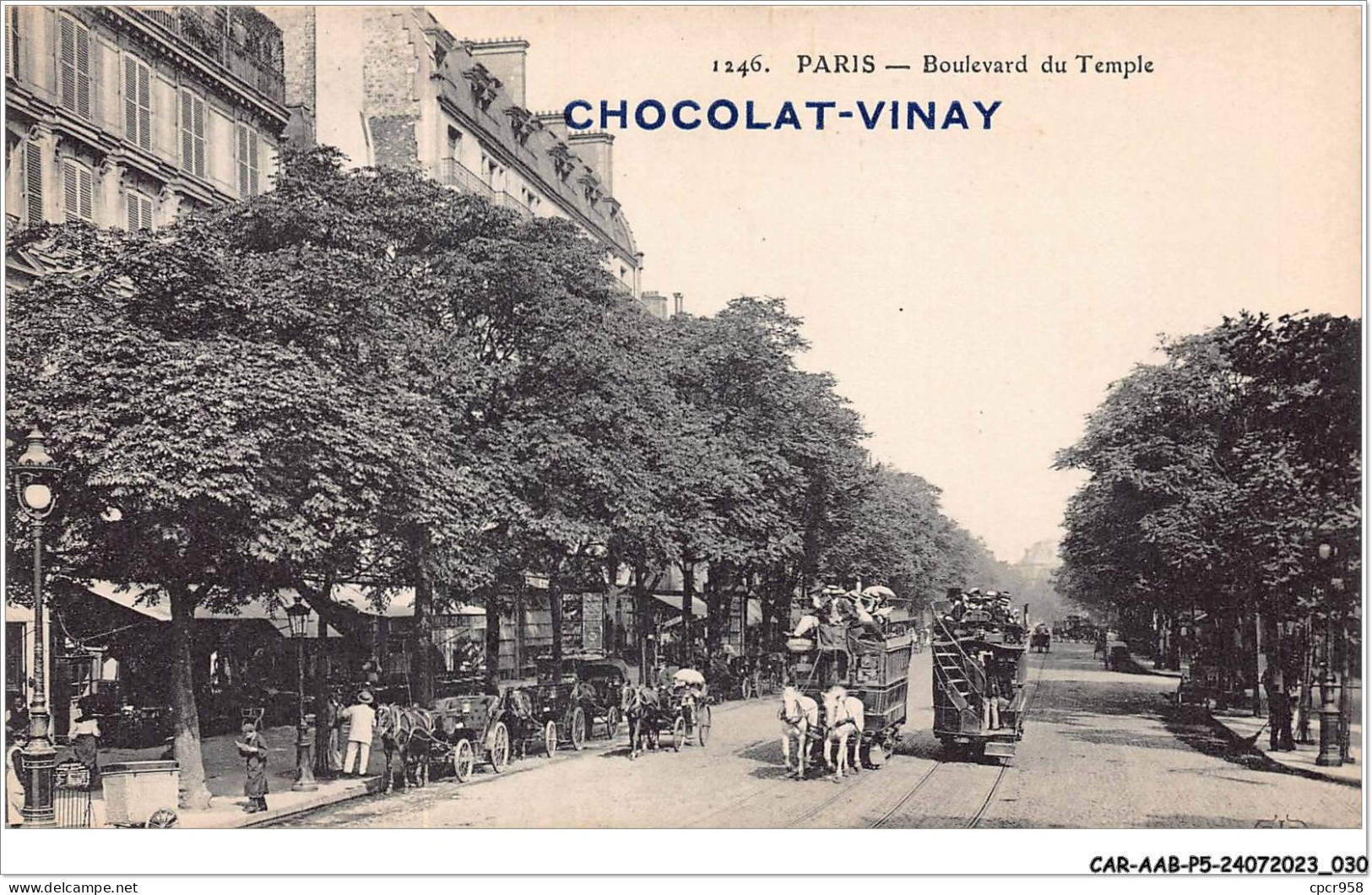 CAR-AABP5-75-0333 - PARIS III - Boulevard Du Temple - Publicite Chocolat-Vinay - Arrondissement: 03