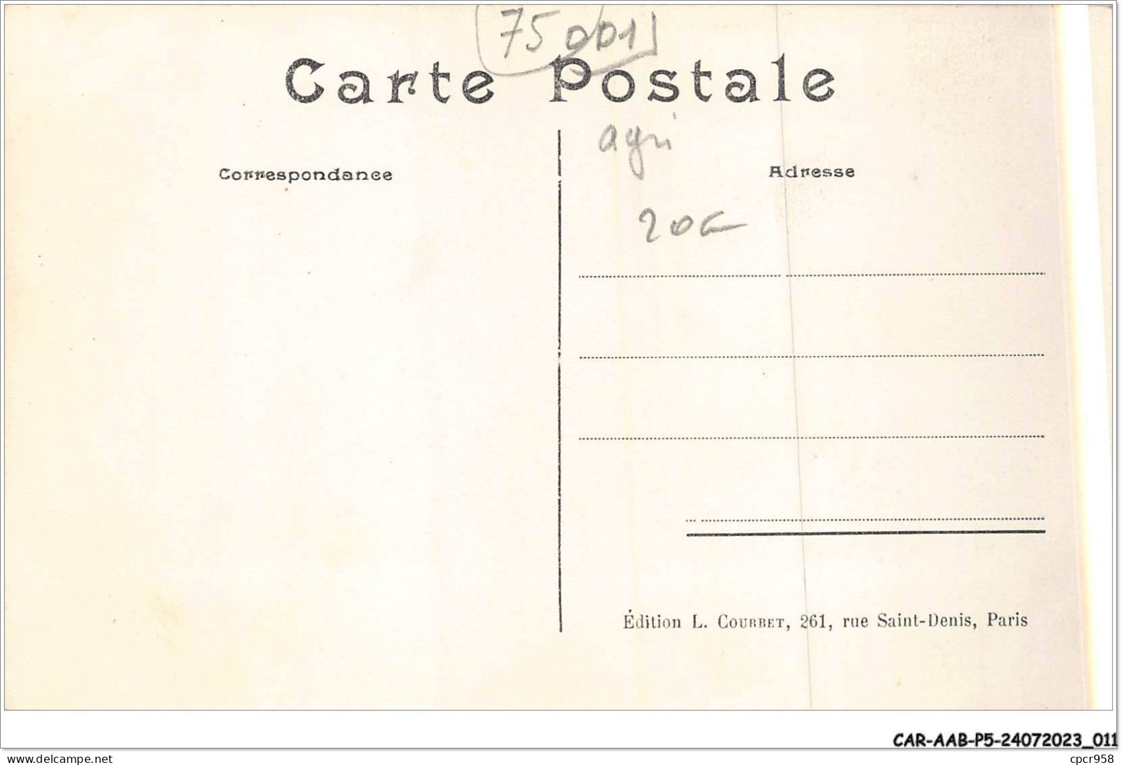 CAR-AABP5-75-0323 - PARIS I - Prix D'honneur - Agriculture - District 01