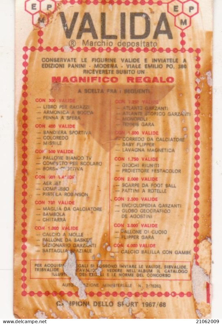 373 PALLACANESTRO - SANDRO RIMINUCCI - VALIDA - CAMPIONI DELLO SPORT 1967-68 PANINI STICKERS FIGURINE - Other & Unclassified