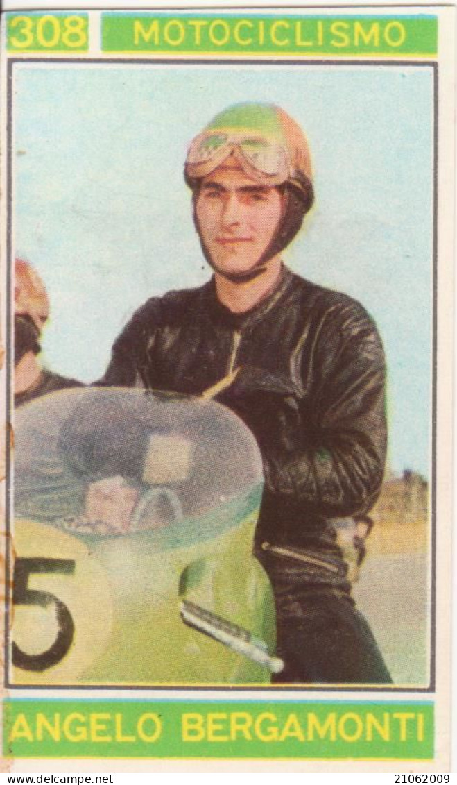 308 MOTOCICLISMO - ANGELO BERGAMONTI - CAMPIONI DELLO SPORT 1967-68 PANINI STICKERS FIGURINE - Sonstige & Ohne Zuordnung