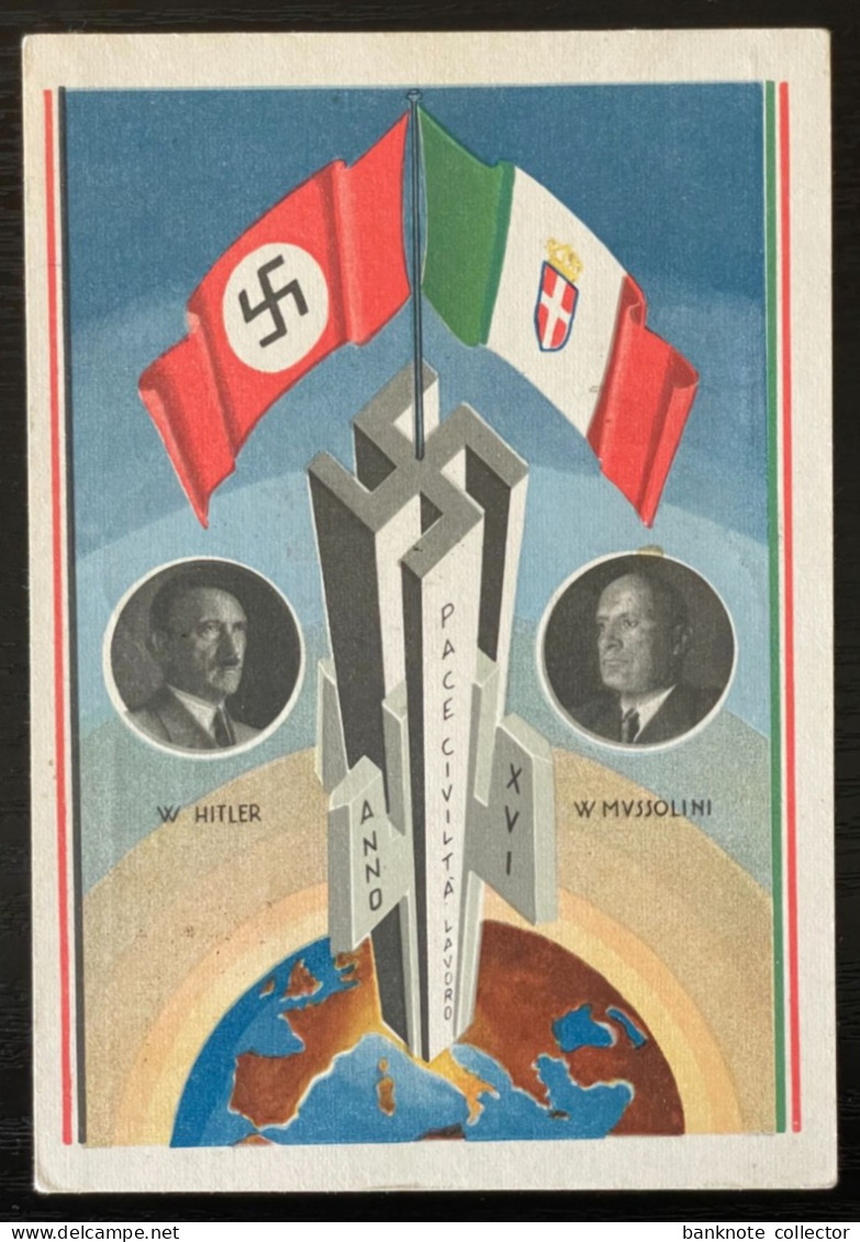 Deutschland, Germany - Propaganda Karte - Hitler & Mussolini 1938 - 1939-45