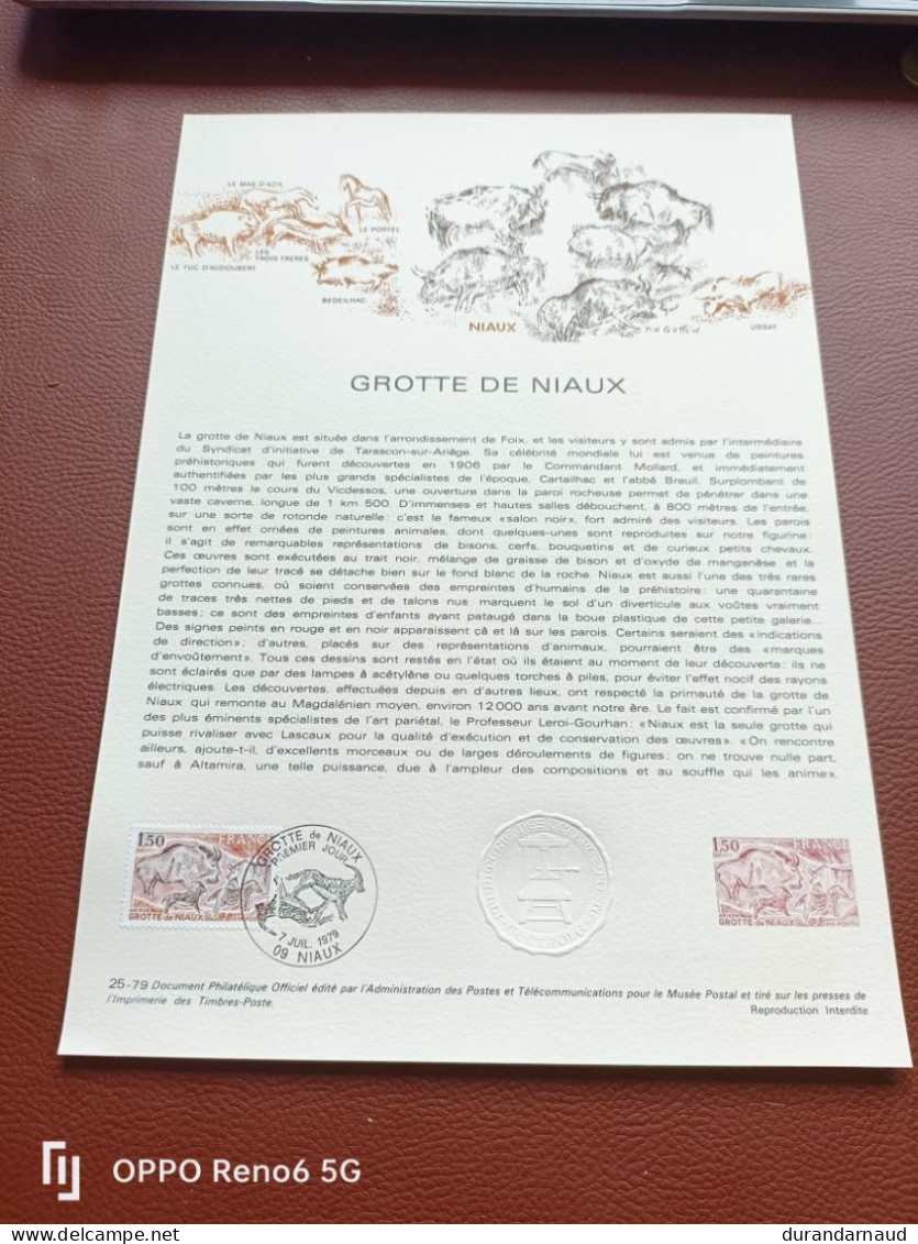 Document Philatelique  GROTTE DE NIAUX 25/1979 - Documents Of Postal Services