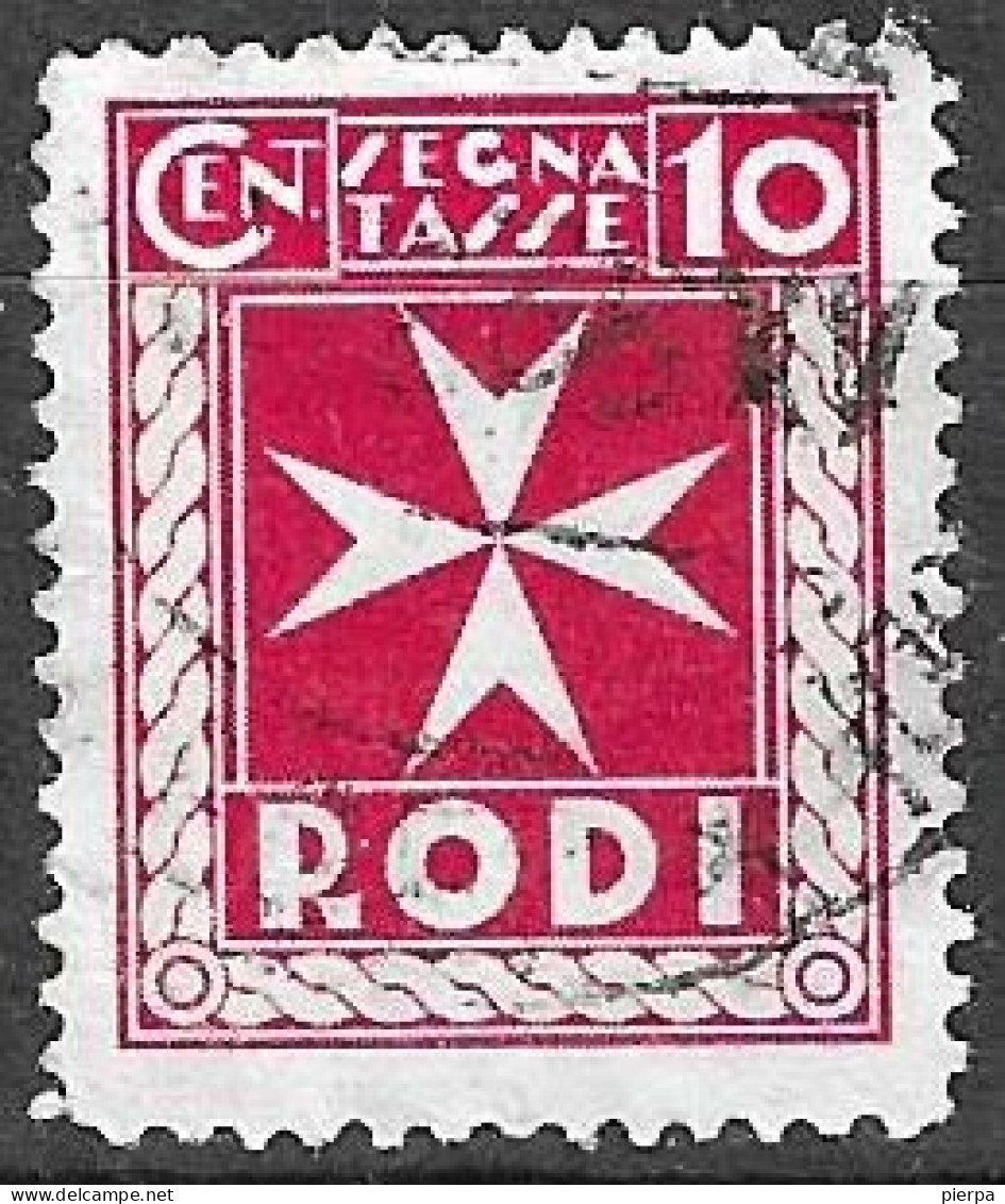 RODI - 1934 - SEGNATASSE - CENT. 10 - USATO (YVERT TX 2 - MICHEL PD 2 - SS SG 2) - Egeo (Rodi)