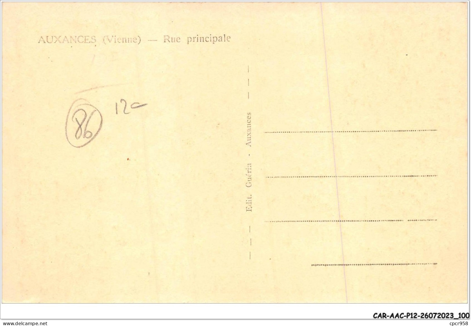 CAR-AACP12-86-1062 - AUXANCES - Rue Principale - Autres & Non Classés