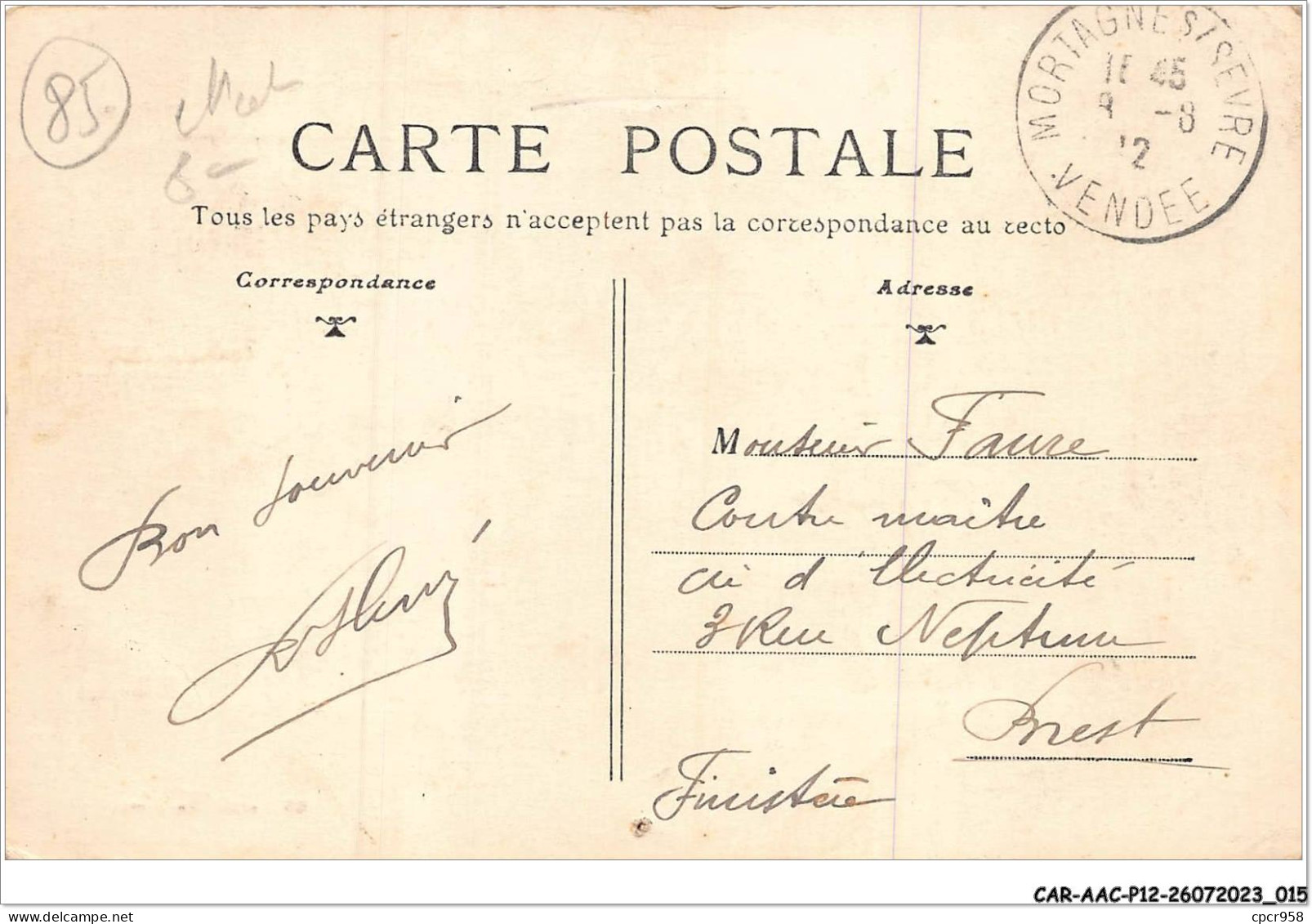 CAR-AACP12-85-1019 - MORTAGNE-FLEURIE - Etablissement De MM - Turpeau Freres - Carte Vendue En L'etat - Mortagne Sur Sevre