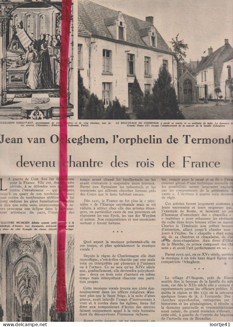 Dendermonde Termonde - Article Jean Van Ockeghem - Orig. Knipsel Coupure Tijdschrift Magazine - 1953 - Zonder Classificatie