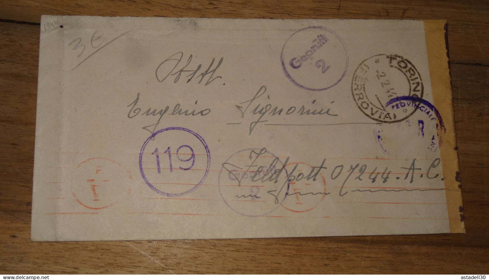 Enveloppe ITALIA, Torino, Censure - 1944  ......... Boite1 ...... 240424-152 - Poststempel