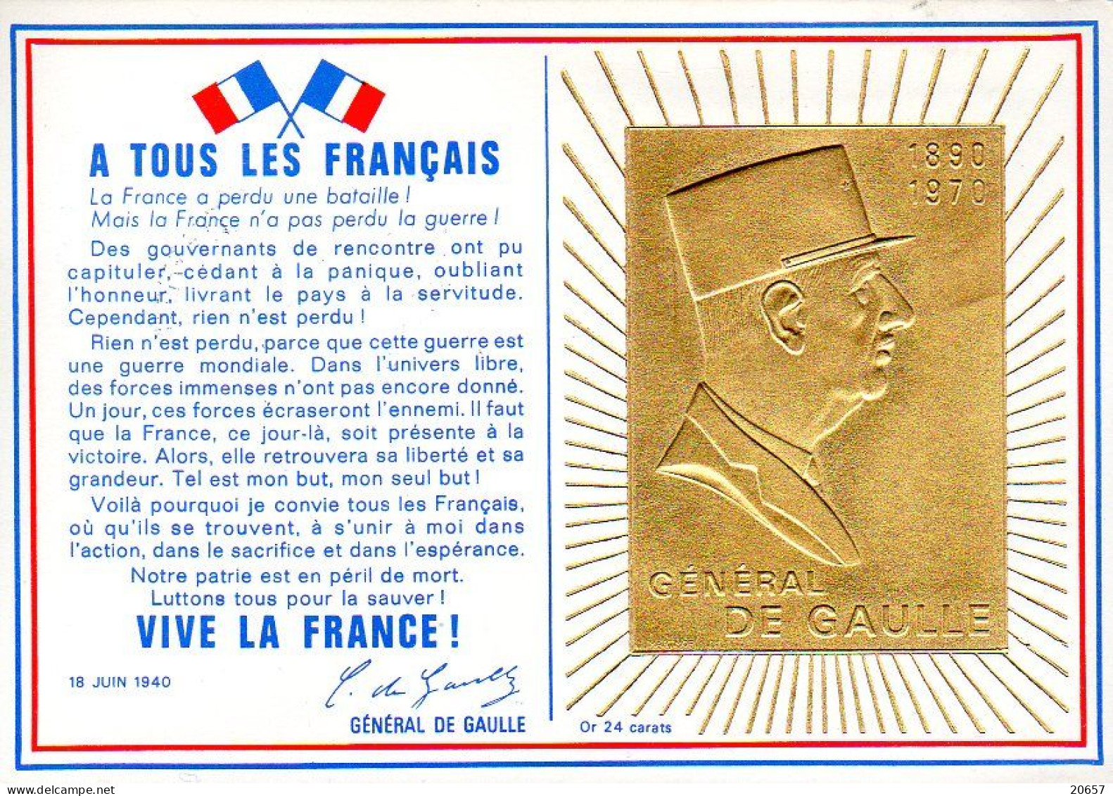 France 1696caCor Fdc Hommage Au Général De Gaulle - De Gaulle (Generaal)