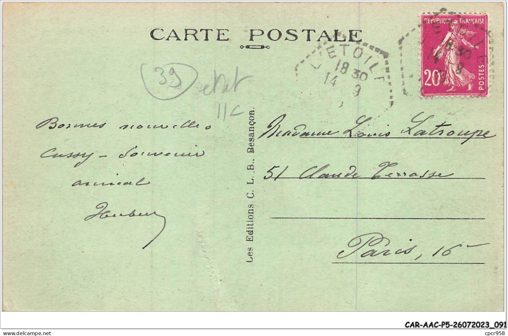 CAR-AACP5-39-0401 - L'ETOILE - Vue Générale - Carte Vendue En L'etat - Autres & Non Classés