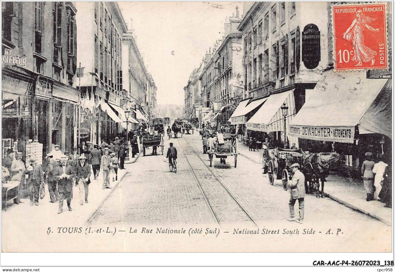 CAR-AACP4-37-0337 - TOURS - La Rue Nationale (coté Sud) - Commerces - Tours