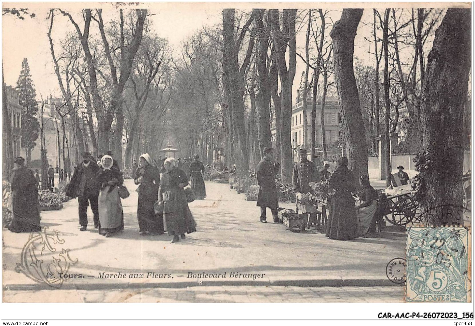 CAR-AACP4-37-0346 - TOURS - Marché Aux Fleurs -Boulevard Beranger - Agriculture - Tours