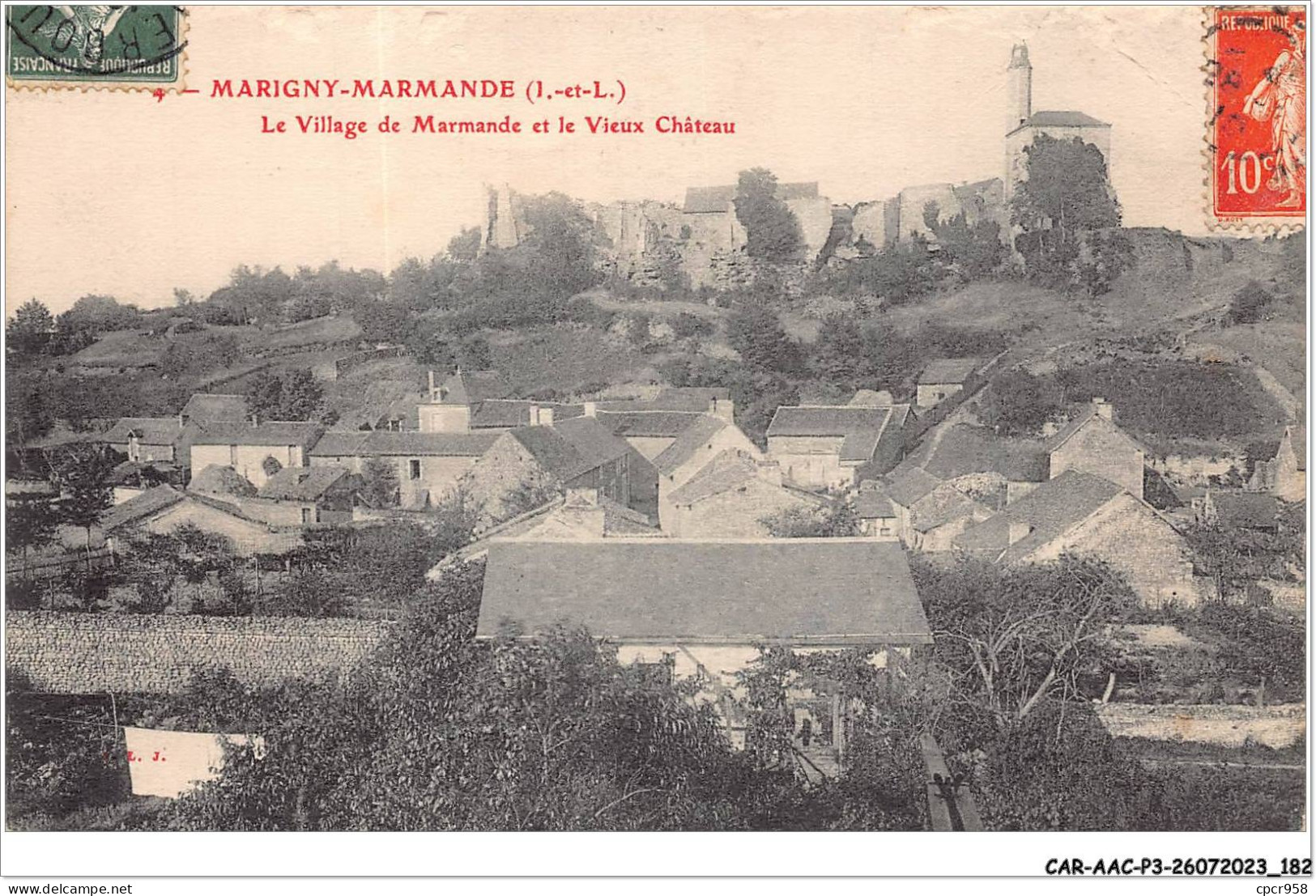 CAR-AACP3-37-0264 - MARIGNY-MARMANDE - Le Village De Marmande Et Le Vieux Chateau - Carte Vendue En L'etat - Andere & Zonder Classificatie