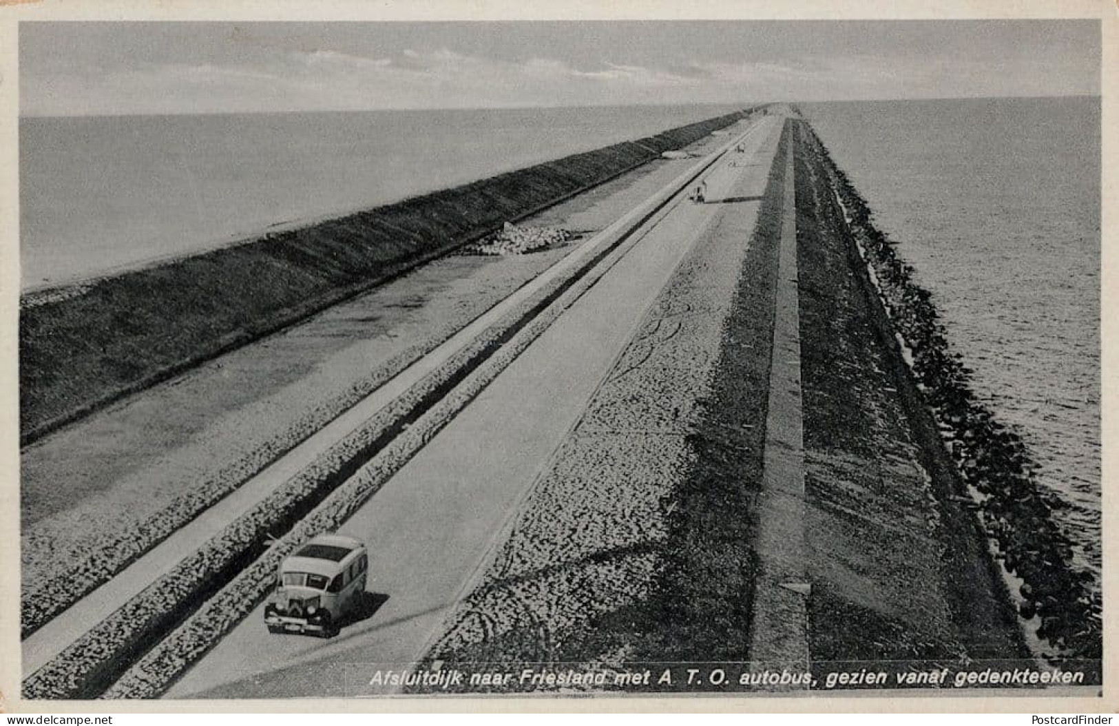 Afsluitdijk Autobus Holland Transport Real Photo Postcard - Sonstige & Ohne Zuordnung