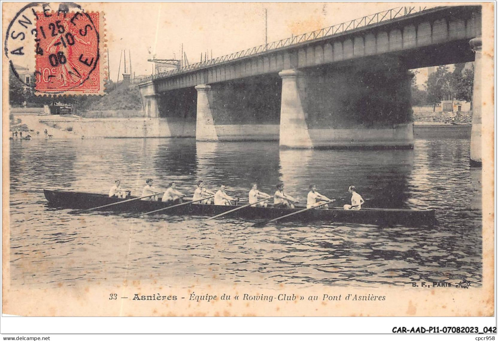 CAR-AADP11-92-0928 - ASNIERES - Equipe Du Rowing Club Au Pont D'Asnieres - Rameur - Asnieres Sur Seine