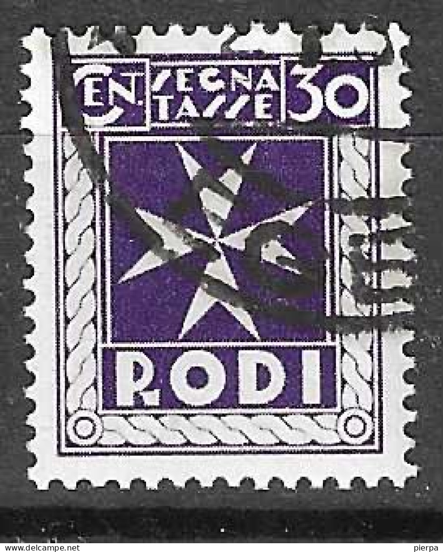 RODI - 1934 - SEGNATASSE - CENT. 30 - USATO (YVERT TX 4 - MICHEL PD 4 - SS SG 4) - Aegean (Rodi)