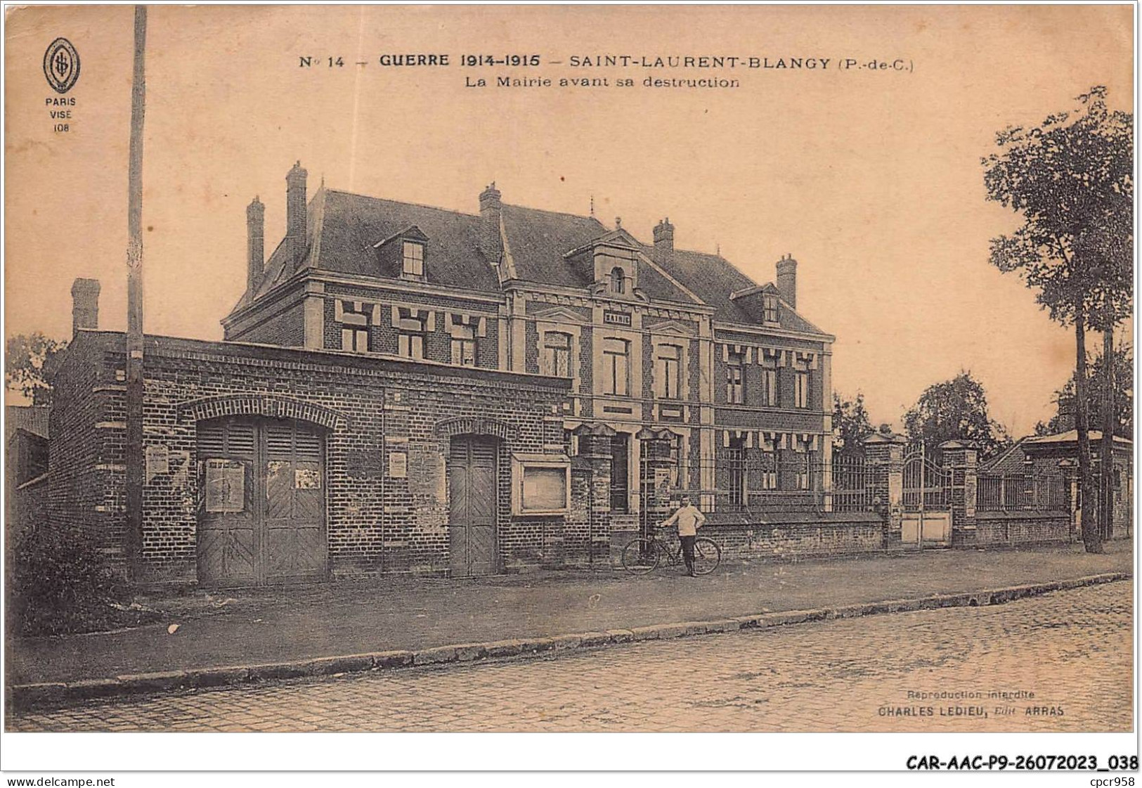 CAR-AACP9-62-0745 - SAINT-LAURENT-BLANGY - La Mairie Avant Sa Destruction - Saint Laurent Blangy