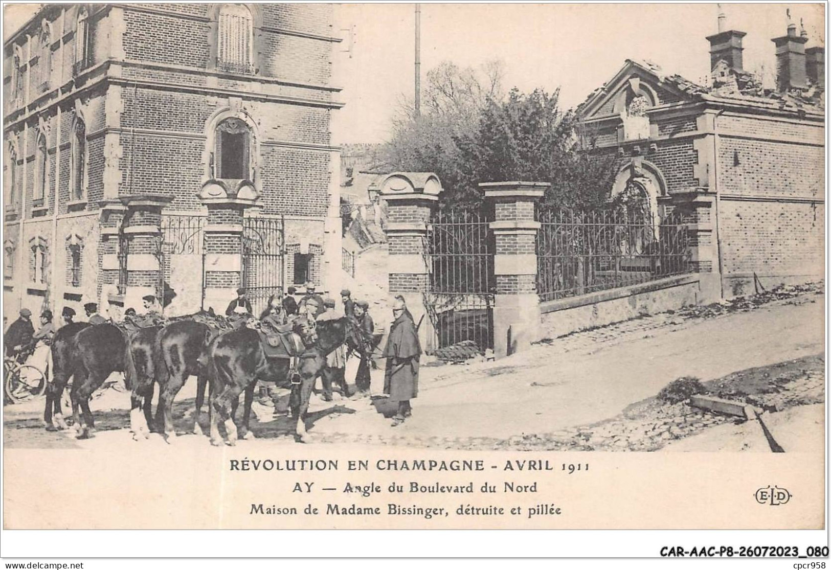 CAR-AACP8-51-0677 - AY - Angle Du Boulevard Du Nord - Revolution En Champagne AVRIL 1911 - ELD - Ay En Champagne