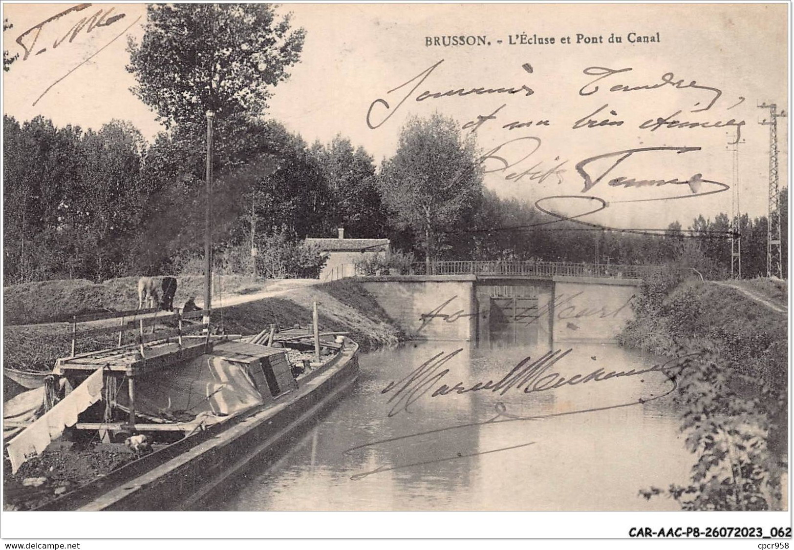 CAR-AACP8-51-0668 - BRUSSON - L'ecluse Et Pont Du Canal - Peniche - Other & Unclassified