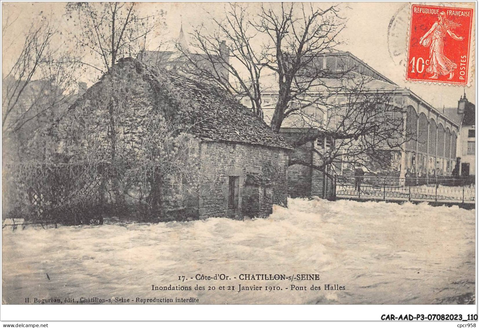 CAR-AADP3-21-0229 - CHATILLON SUR SEINE - Inondation 1910 - Pont Des Halles - Chatillon Sur Seine