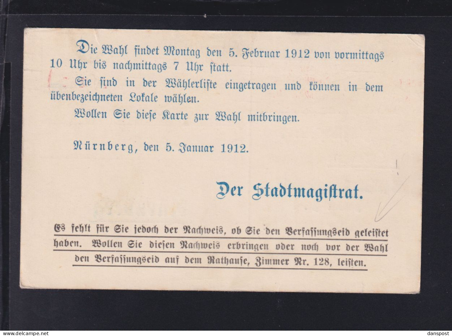 Bayern PK Landtagswahl Nürnberg 1912 - Storia Postale