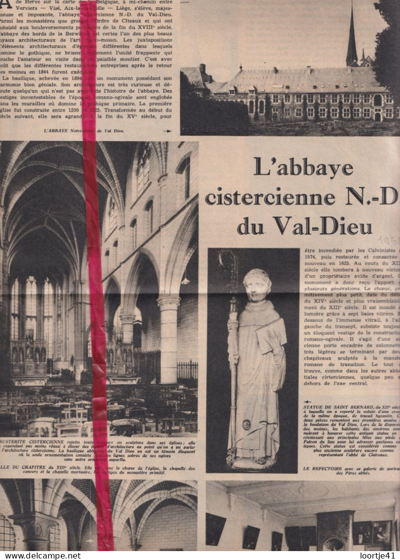 L'Abbaye Notre Dame Du Val-Dieu - Orig. Knipsel Coupure Tijdschrift Magazine - 1953 - Zonder Classificatie