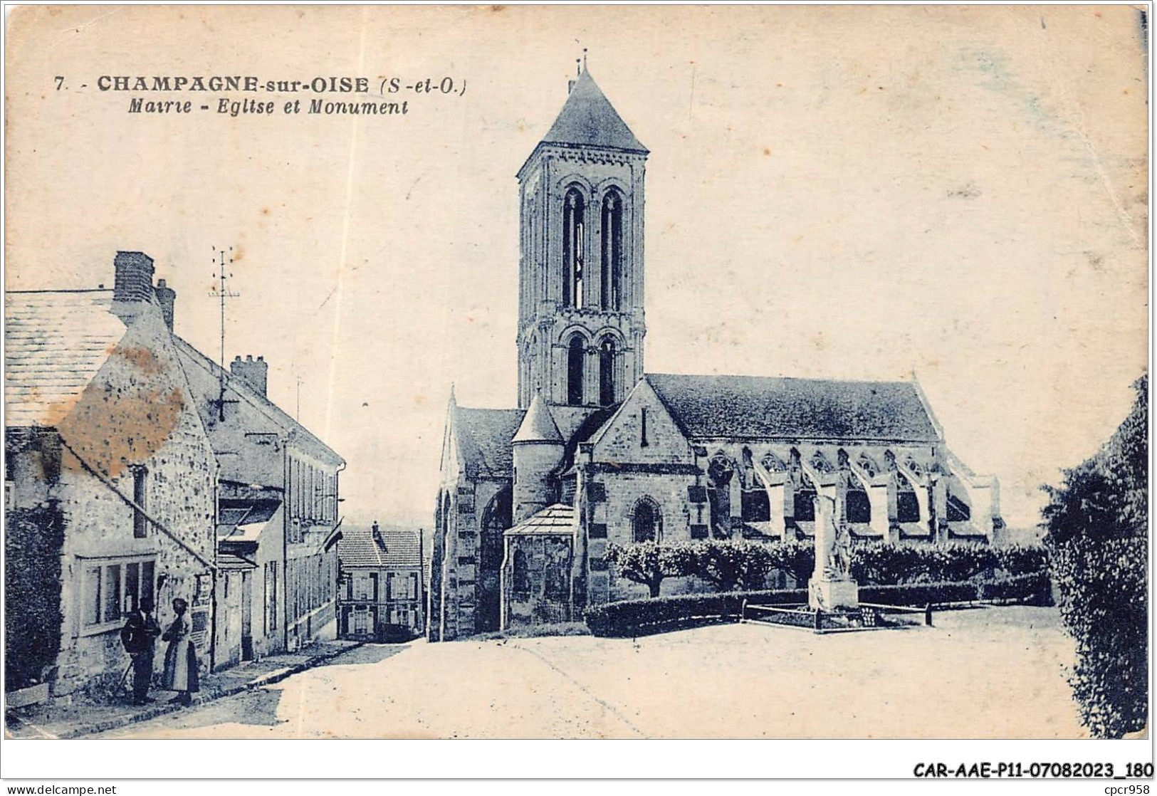 CAR-AAEP11-95-1122 - CHAMPAGNE-SUR-OISE - Mairie, Eglise Et Monument - Carte Pliee, Vendue En L'etat - Champagne Sur Oise