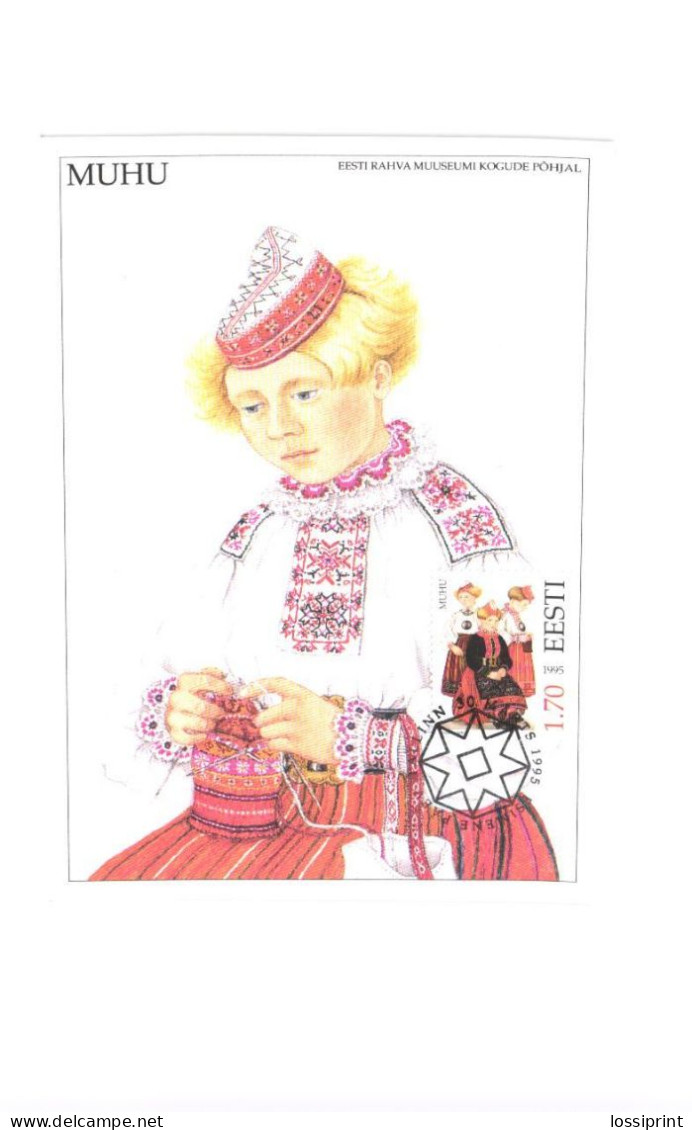 Estonia:Maxi Card Muhu National Costumes, 1995 - Estonie