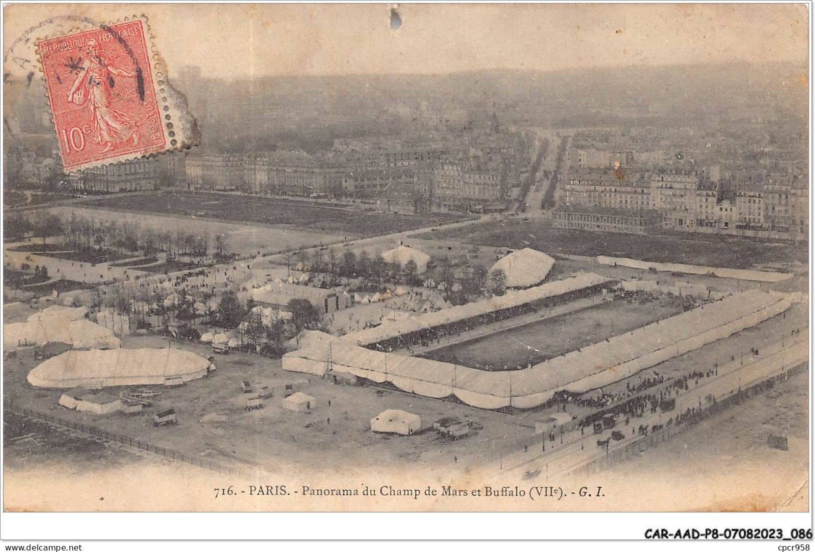 CAR-AADP8-75-0666 - PARIS VII - Panorama Du Champs De Mars Et Buffalo - Cirque - Carte Vendue En L'etat - Arrondissement: 07