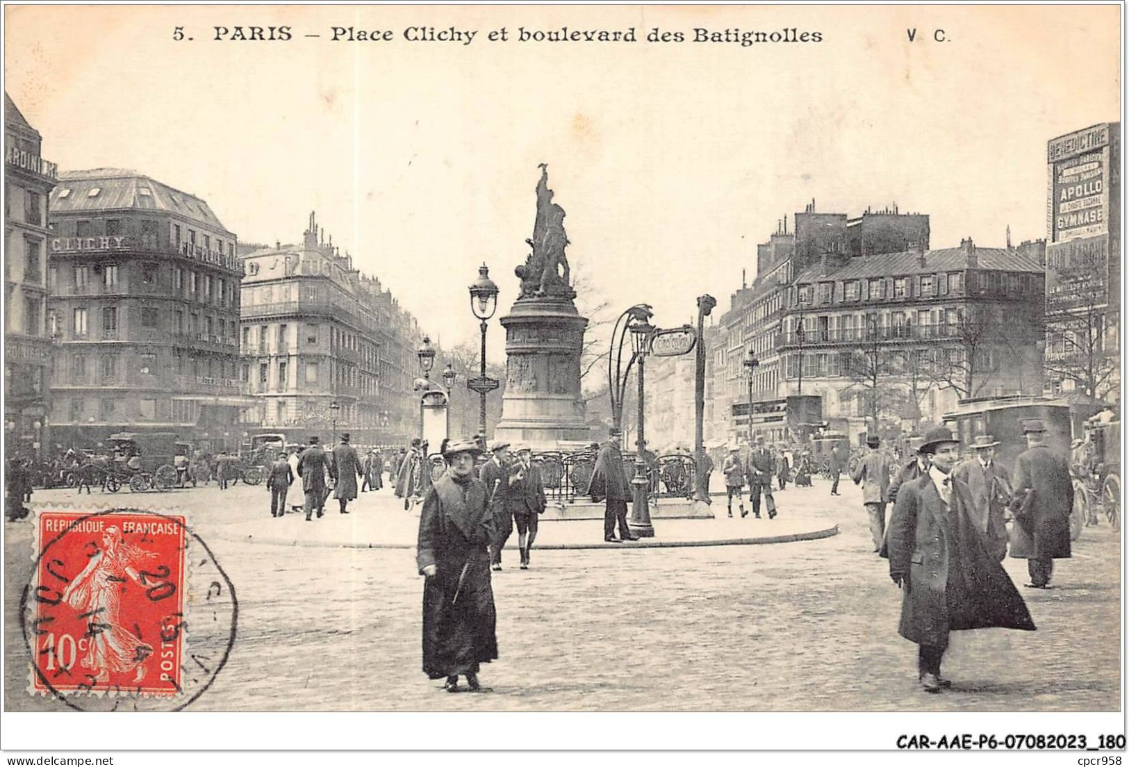 CAR-AAEP6-75-0595 - PARIS XVIII - Place Clichy Et Boulevard Des Batignolles - Metro - Paris Bei Nacht
