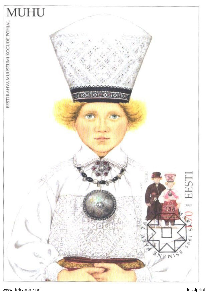 Estonia:Maxi Card Muhu National Costumes, 1995 - Estonie