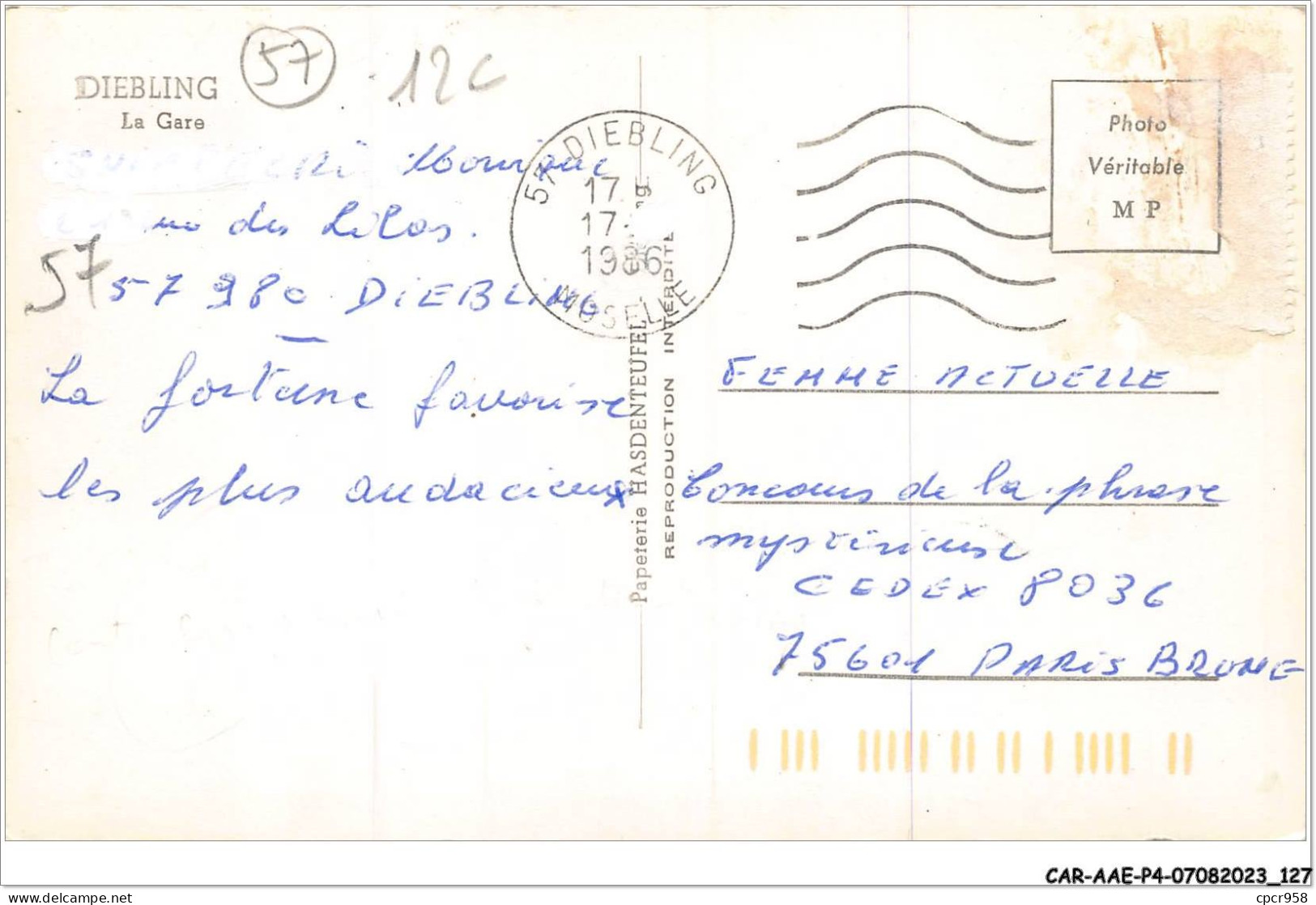 CAR-AAEP4-57-0364 - DIEBLING - La Gare - Other & Unclassified