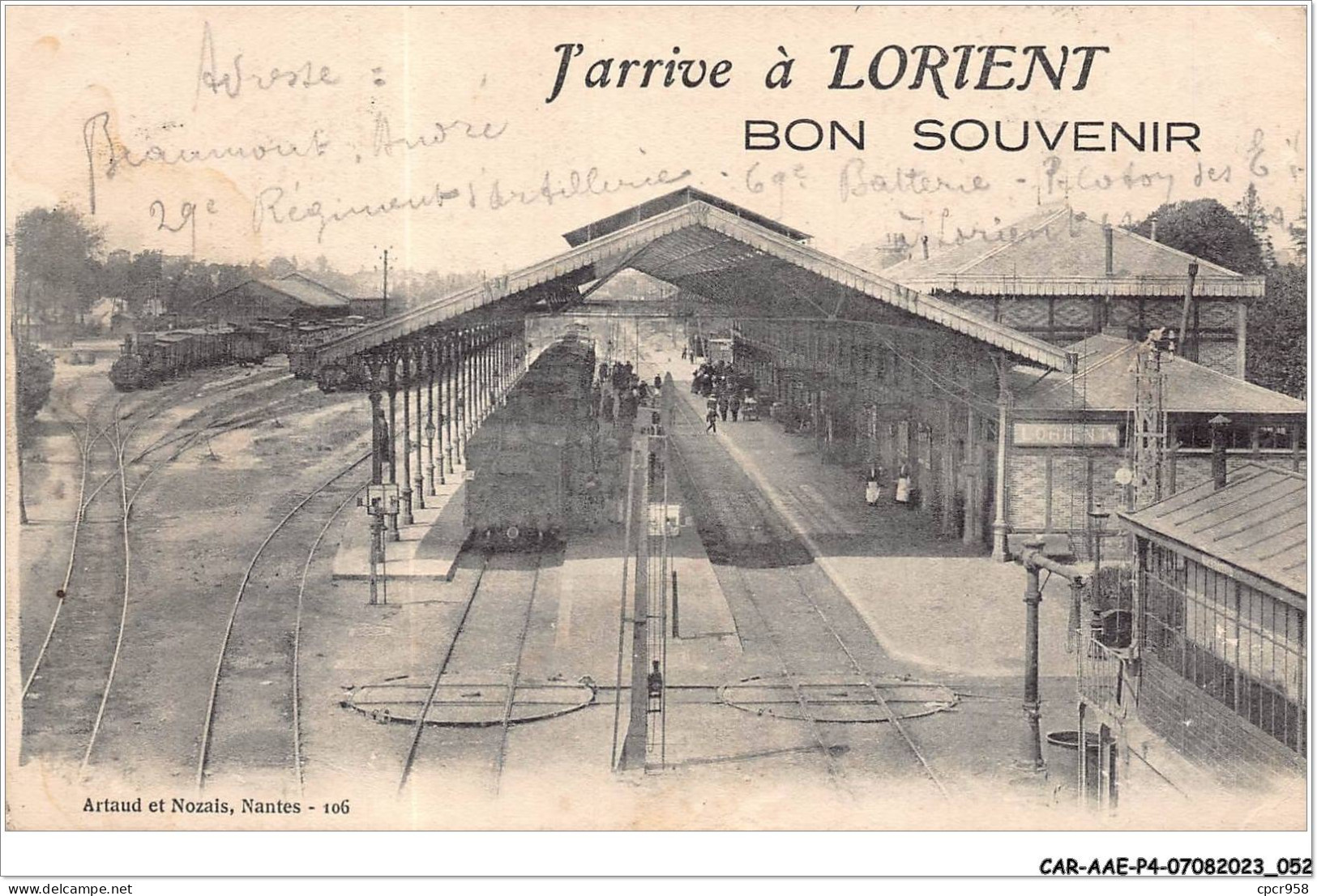 CAR-AAEP4-56-0327 - J'arrive A LORIENT - Bon Souvenir - Train - Lorient