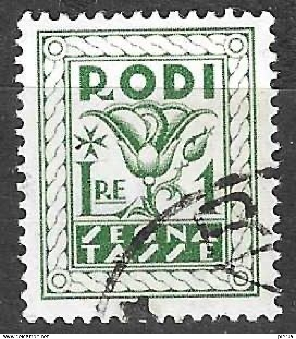RODI - 1934 - SEGNATASSE - LIRE 1,00 - USATO (YVERT TX 8 - MICHEL PD 8 - SS SG 8) - Egée (Rodi)