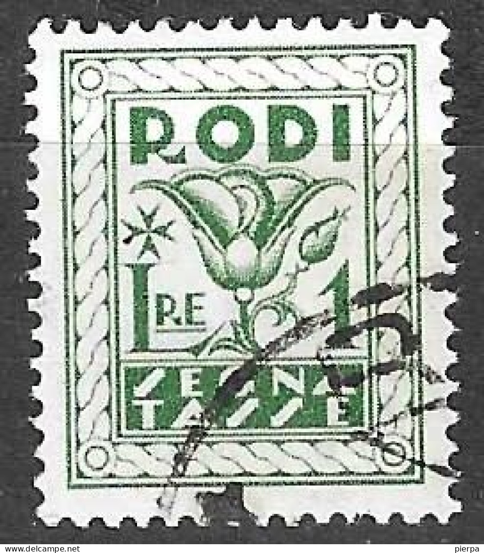 RODI - 1934 - SEGNATASSE - LIRE 1,00 - USATO (YVERT TX 8 - MICHEL PD 8 - SS SG 8) - Aegean (Rodi)