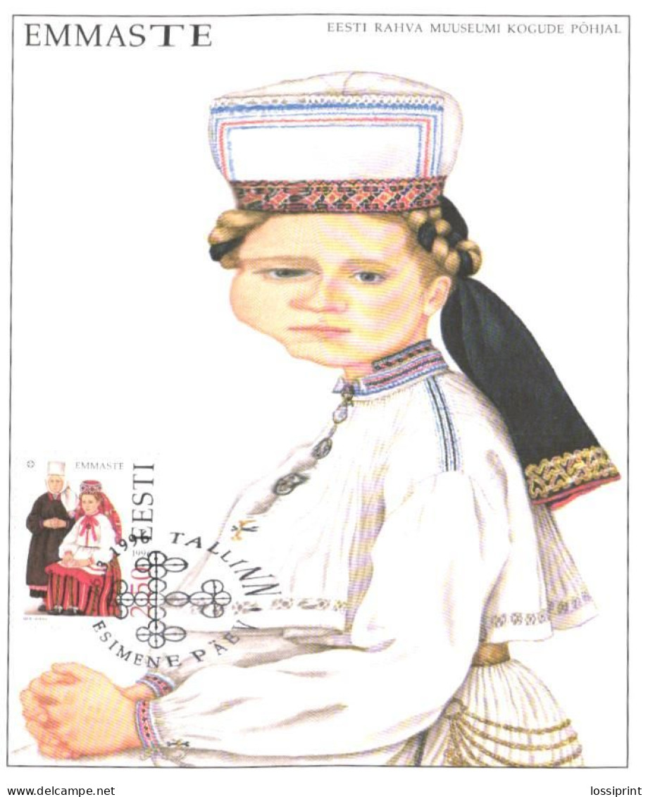 Estonia:Maxi Card Emmaste National Costumes, 1996 - Estland
