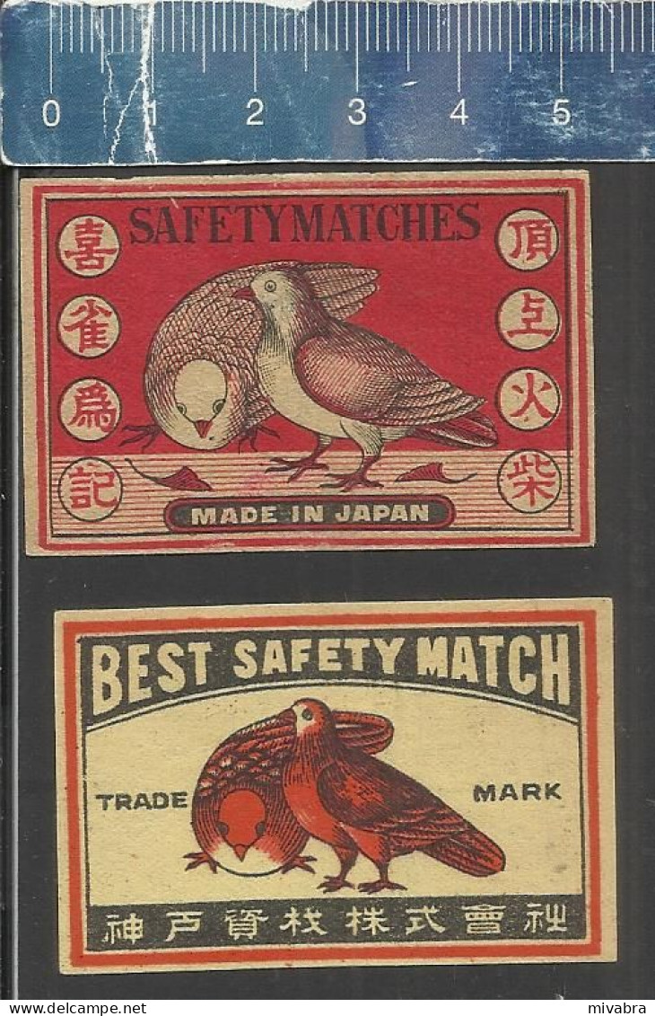 TWO DOVES ( PIGEONS DUIVEN TAUBEN COLOMBES ) - OLD VINTAGE MATCHBOX LABELS JAPAN - Luciferdozen - Etiketten