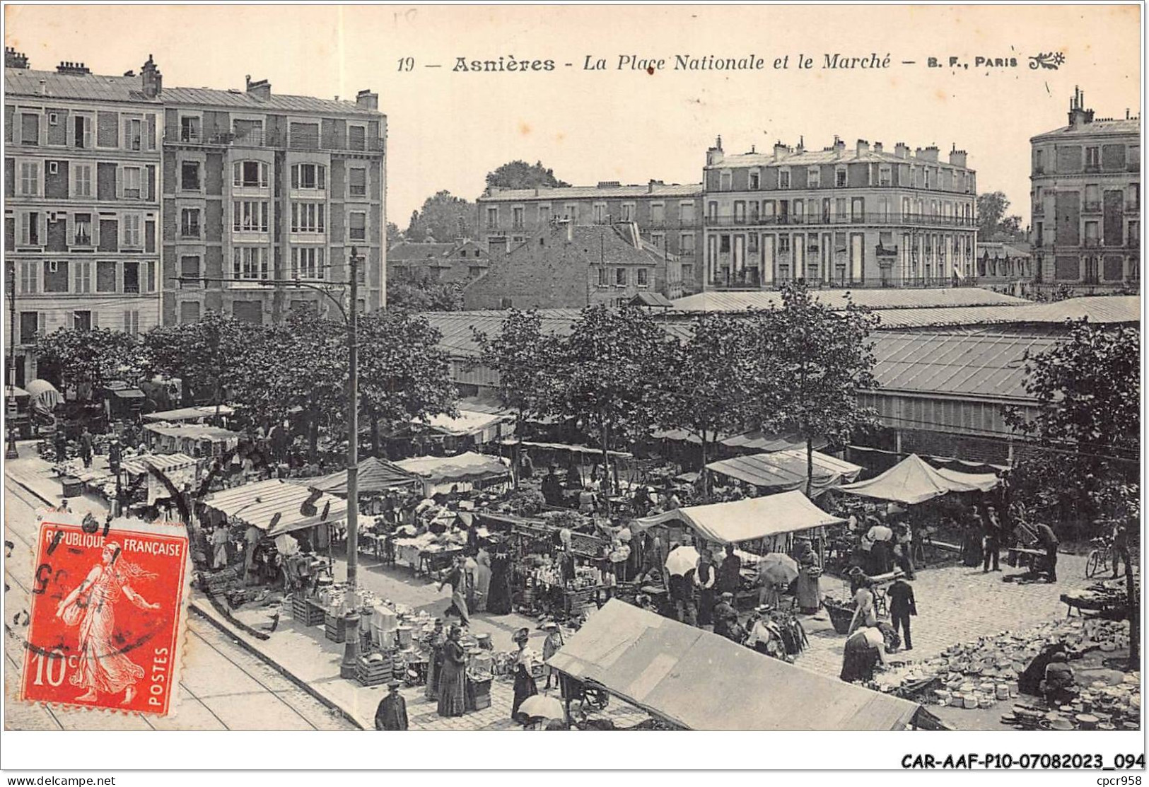 CAR-AAFP10-92-0903 - ASNIERES - La Place Nationale Et Le Marché - Asnieres Sur Seine