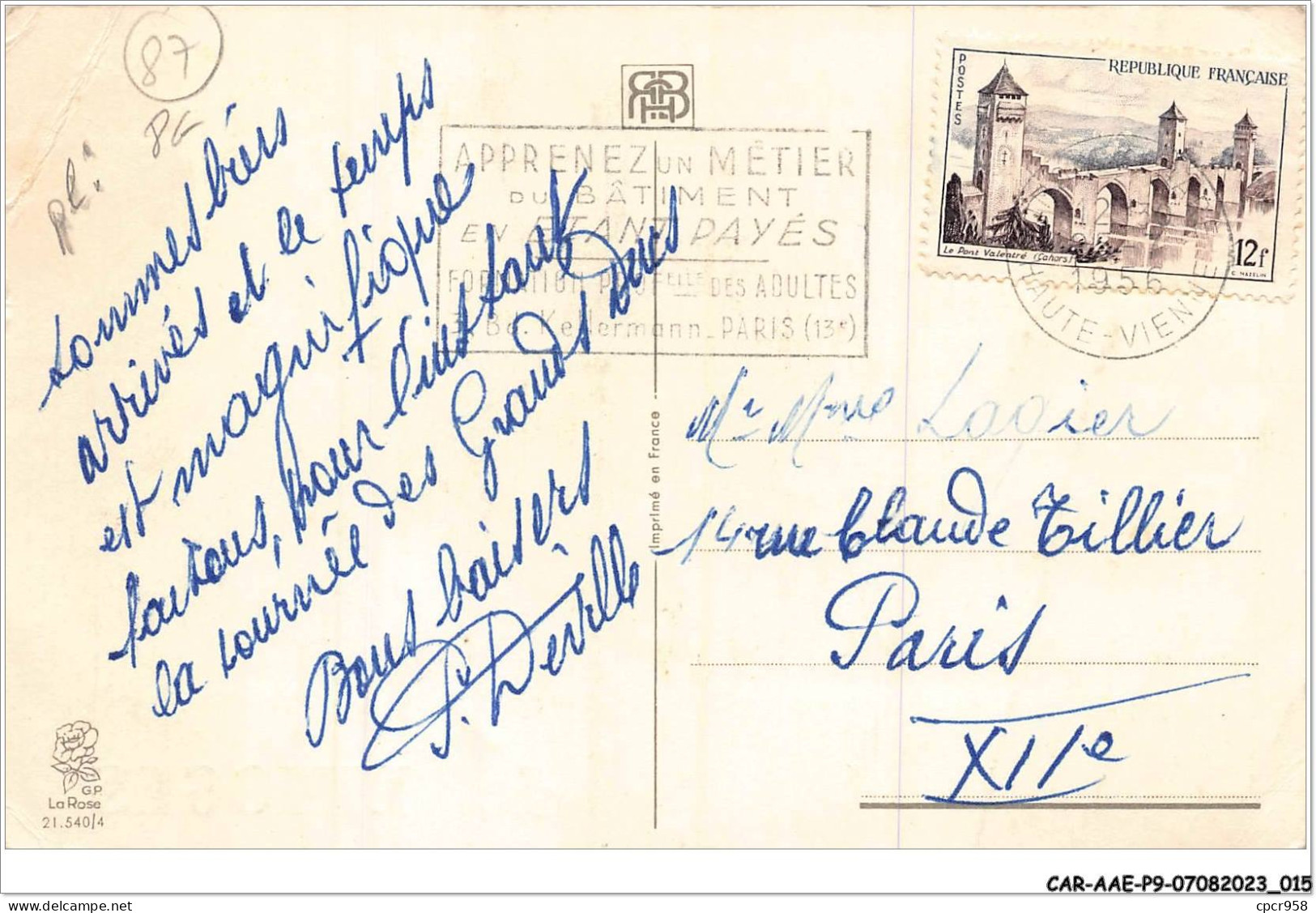 CAR-AAEP9-87-0843 - Une Pensée De LIMOGES - Carte Pliee, Vendue En L'etat - Limoges