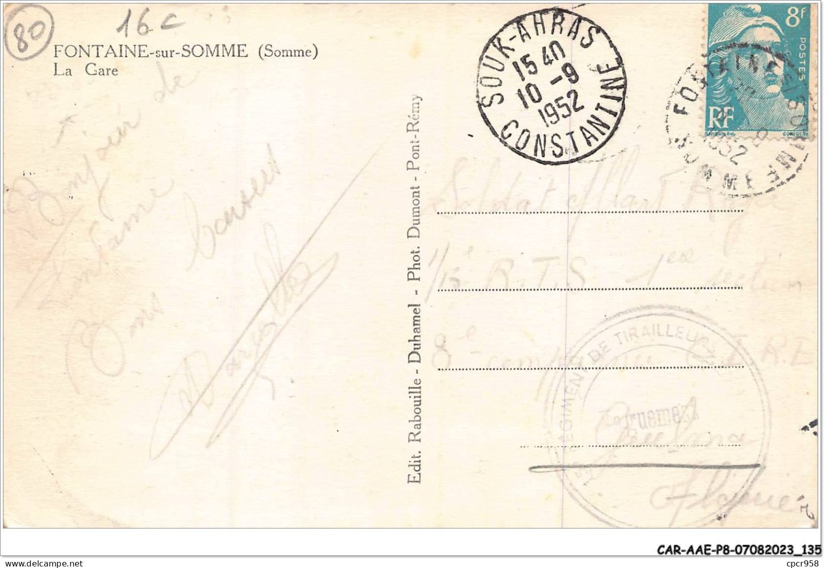 CAR-AAEP8-80-0794 - FONTAINE-SUR-SOMME - La Gare - Other & Unclassified