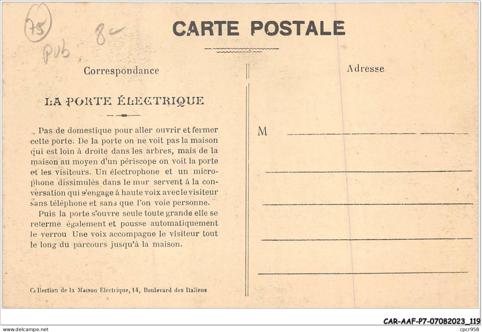 CAR-AAFP7-75-0616 - La Maison Electrique - Carte Publicite - Other & Unclassified