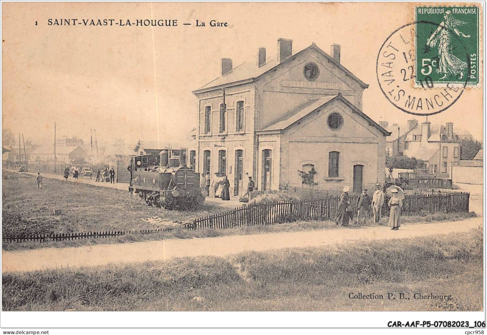 CAR-AAFP5-50-0424 - SAINT-VAAST-LA-HOUGUE - La Gare - Train - Saint Vaast La Hougue