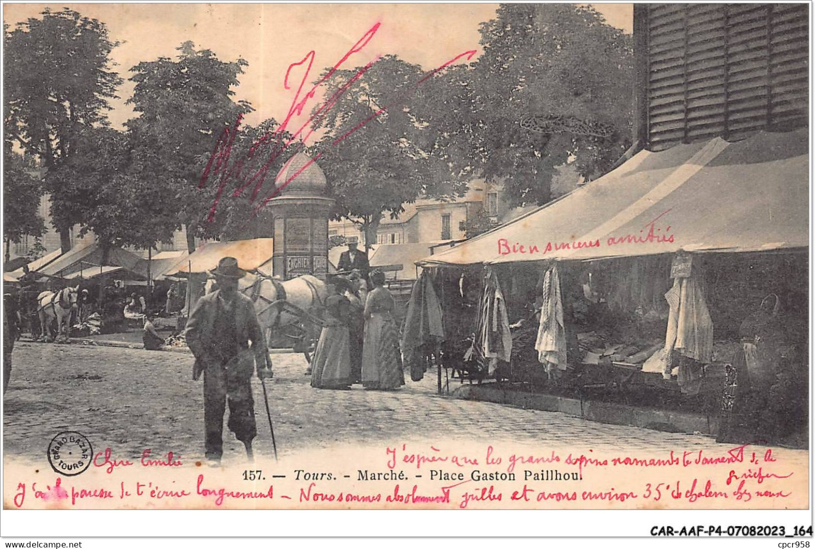 CAR-AAFP4-37-0357 - TOURS - Marché - Place Gaston Paillhou - Tours