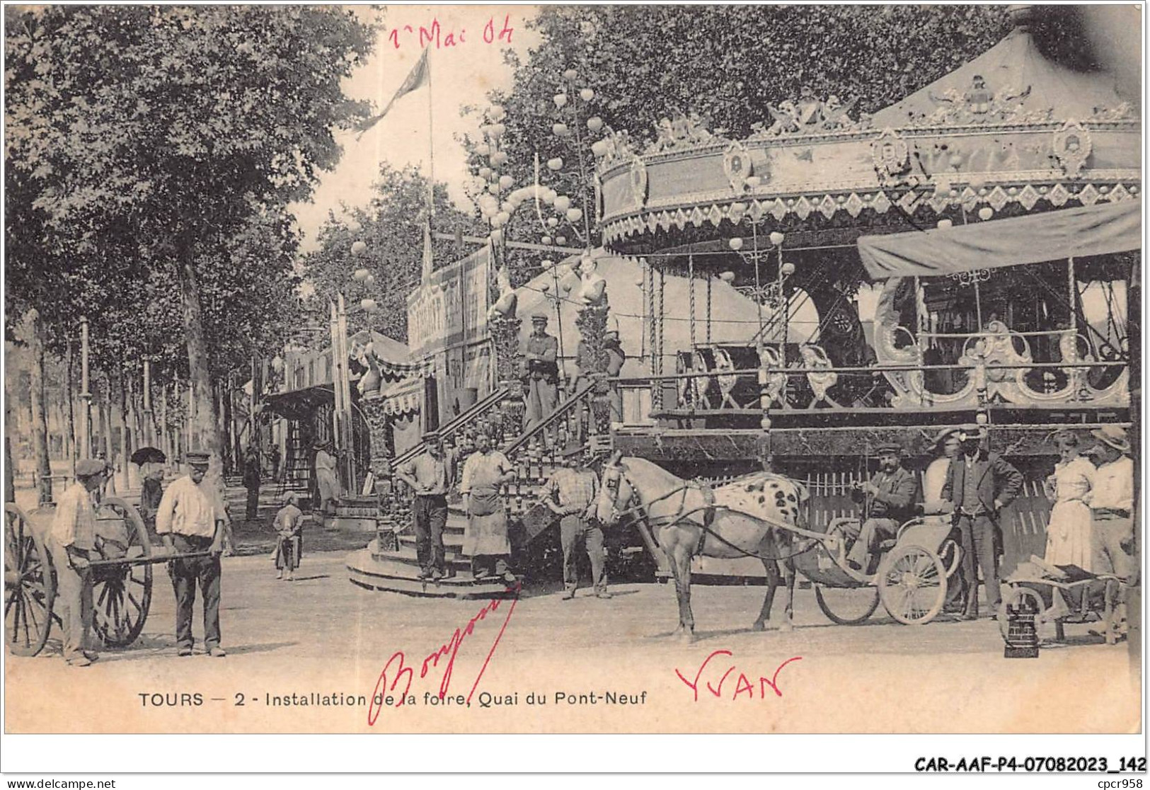 CAR-AAFP4-37-0346 - TOURS - Installation De La Foire - Quai Du Pont-neuf - Manege - Tours