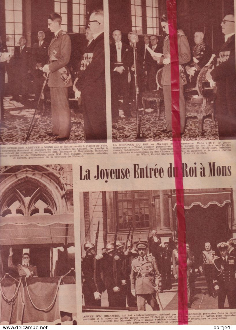 Mons - Bezoek, Visite Du Roi - Orig. Knipsel Coupure Tijdschrift Magazine - 1953 - Ohne Zuordnung