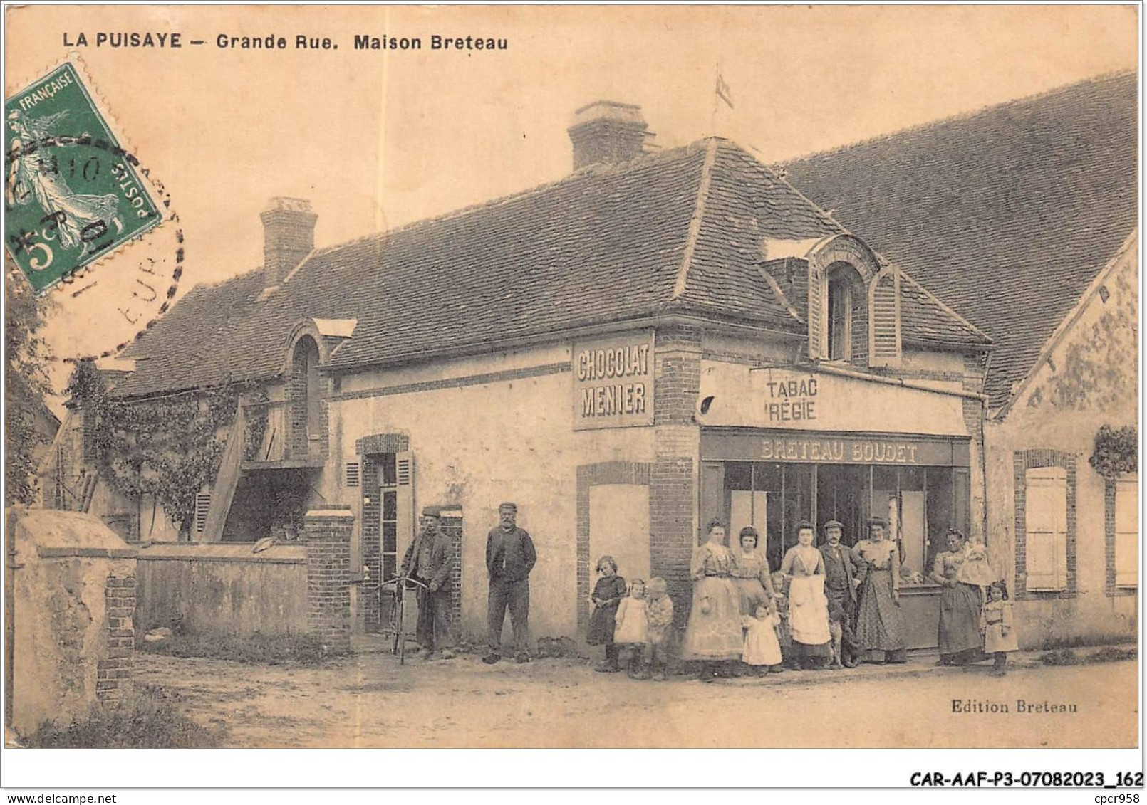 CAR-AAFP3-28-0270 - LA PUISAYE - Grande Rue - Maison Breteau - Cafe, Publicite Chocolat Menier - Autres & Non Classés