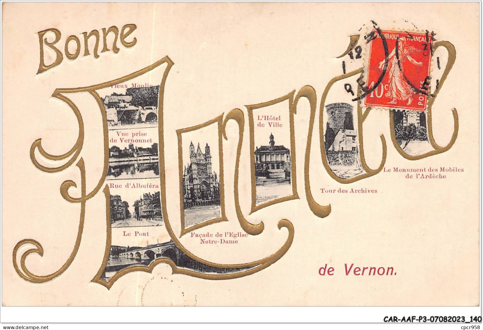 CAR-AAFP3-27-0259 - VERNON - Bonne Année De Vernon - Carte Gaufree - Vernon