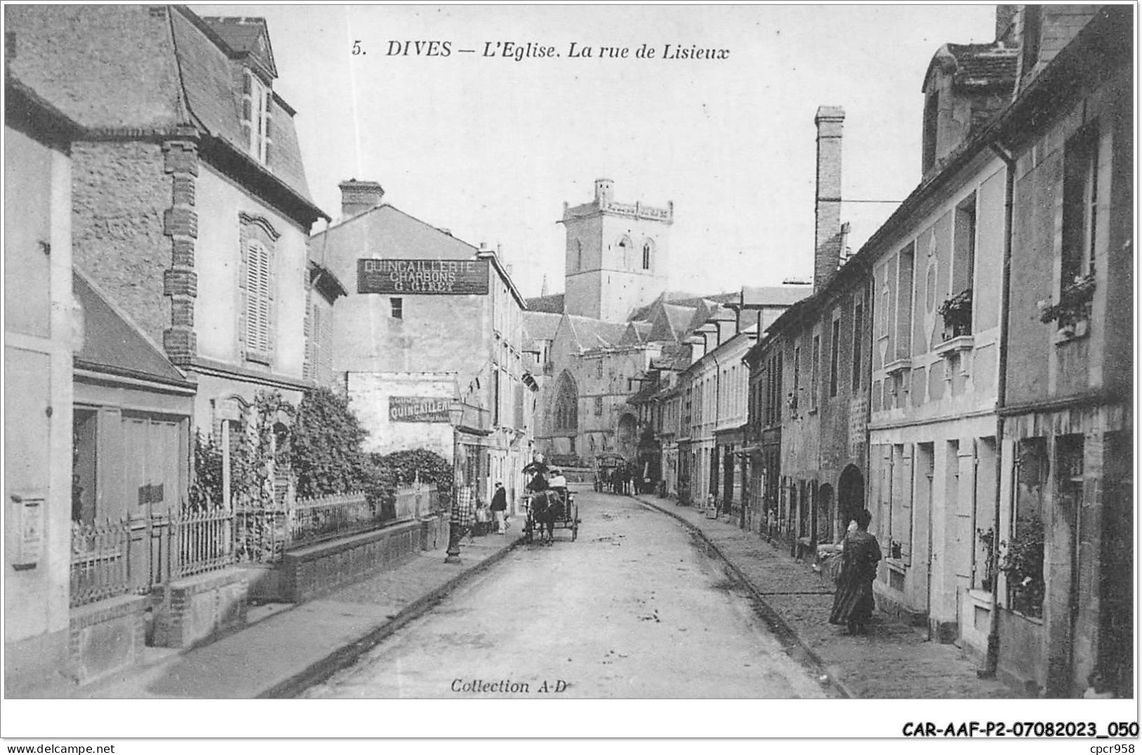 CAR-AAFP2-14-0119 - DIVES - L'église - La Rue De Lisieux - Quincaillerie G.Ginet - Dives